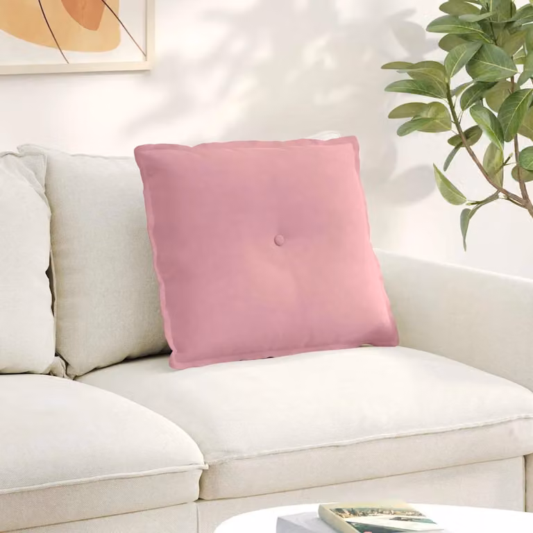 Cuscino per schiena vidaXL rosa in tessuto di velluto a coste con rivestimento rimovibile L: 60 cm, P: 50 cm, H: 19 cm