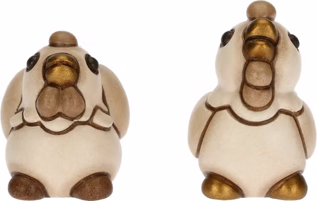 Set Gallo e Gallina in ceramica beige Thun per Presepe Classico