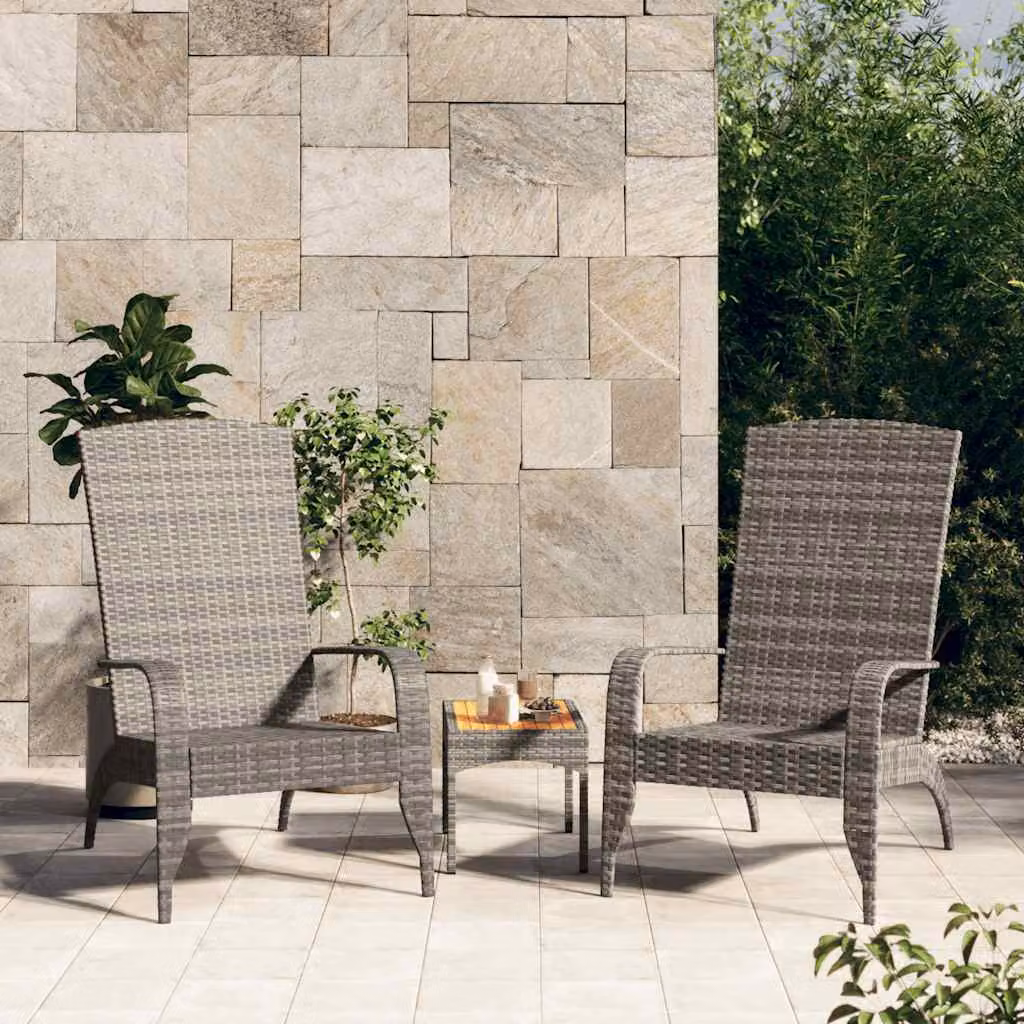 Sedia da giardino Adirondack vidaXL in rattan grigio con struttura in metallo