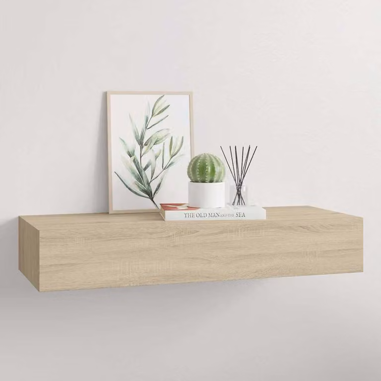 Scaffale da parete con cassetti vidaXL in MDF e metallo, colore marrone e beige, L 60 x P 23,5 x H 10 cm