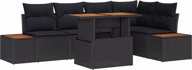 Set Divano da Giardino 6 pz Nero polyrattan 3350070