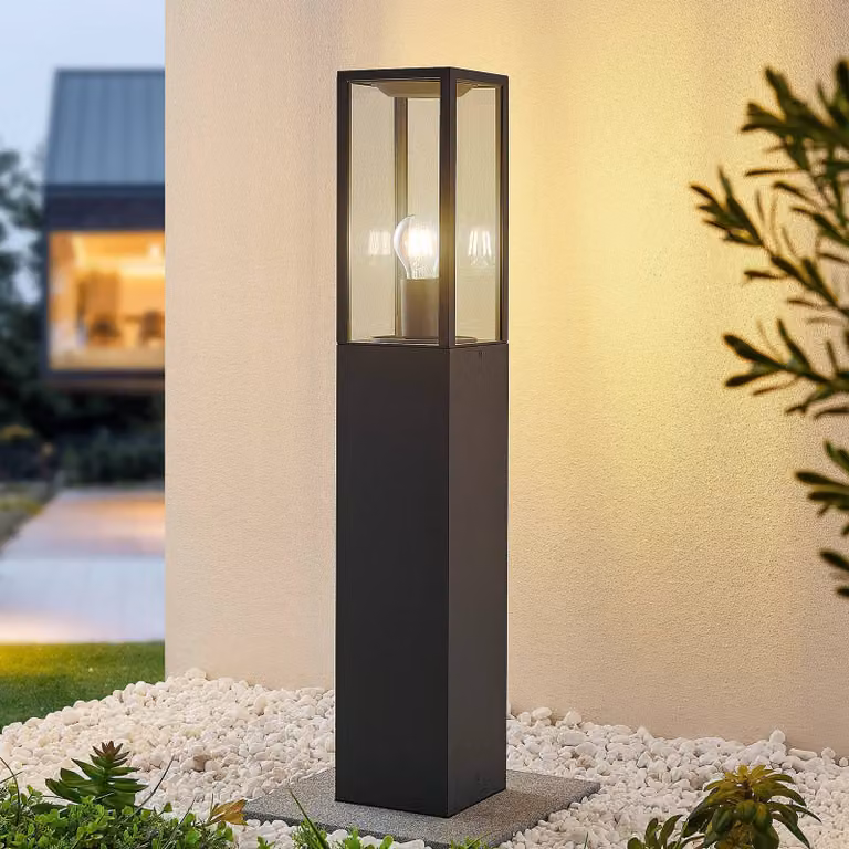 Lampioncino da giardino Peldar Lindby, dimmerabile, Nero, Alluminio, Moderno, Lampada da esterni