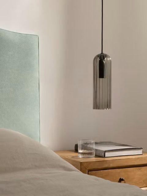 Lampada a sospensione Miella Kenay Home in vetro nero e cristallo trasparente per la tua zona dining