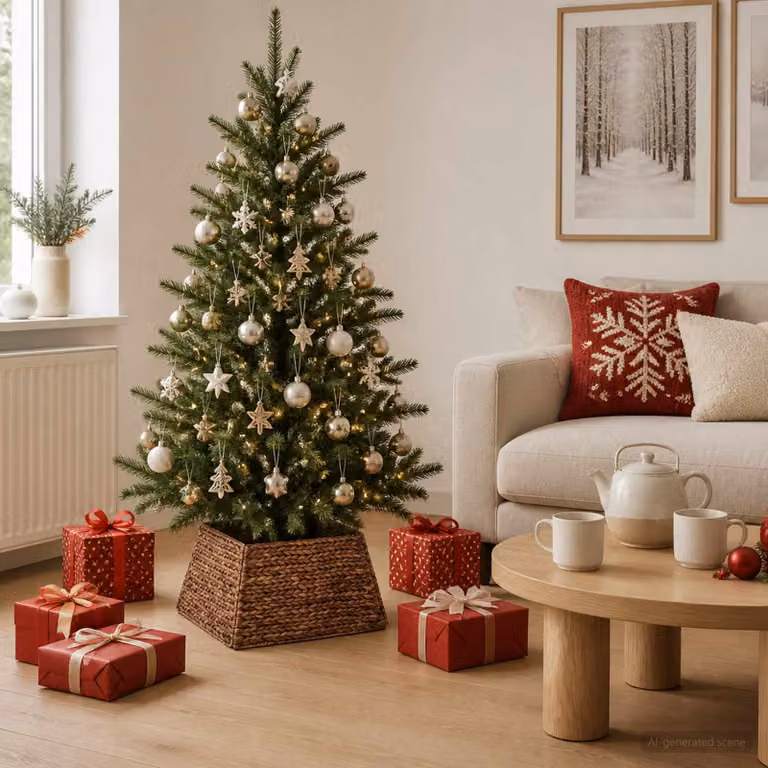 vidaXL Collare per Albero di Natale Quadrato Marrone 50 x 50 x 25 cm
