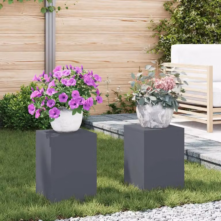 vidaXL Supporto per piante 2 pz Antracite 24 x 24 x 35 cm