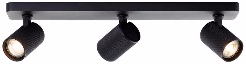 Faretto da soffitto Brilliant Marty LED a 3 luci - Faretti orientabili GU10, dimmerabili con luce bianca calda, lampadine LED incluse, 345 lumen, nero sabbia
