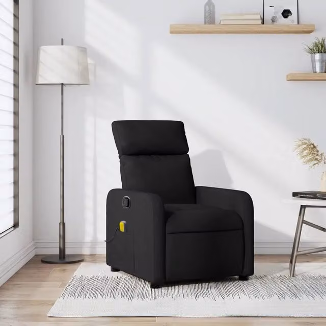 Poltrona reclinabile relax vidaXL in tessuto nero con braccioli e leva manuale