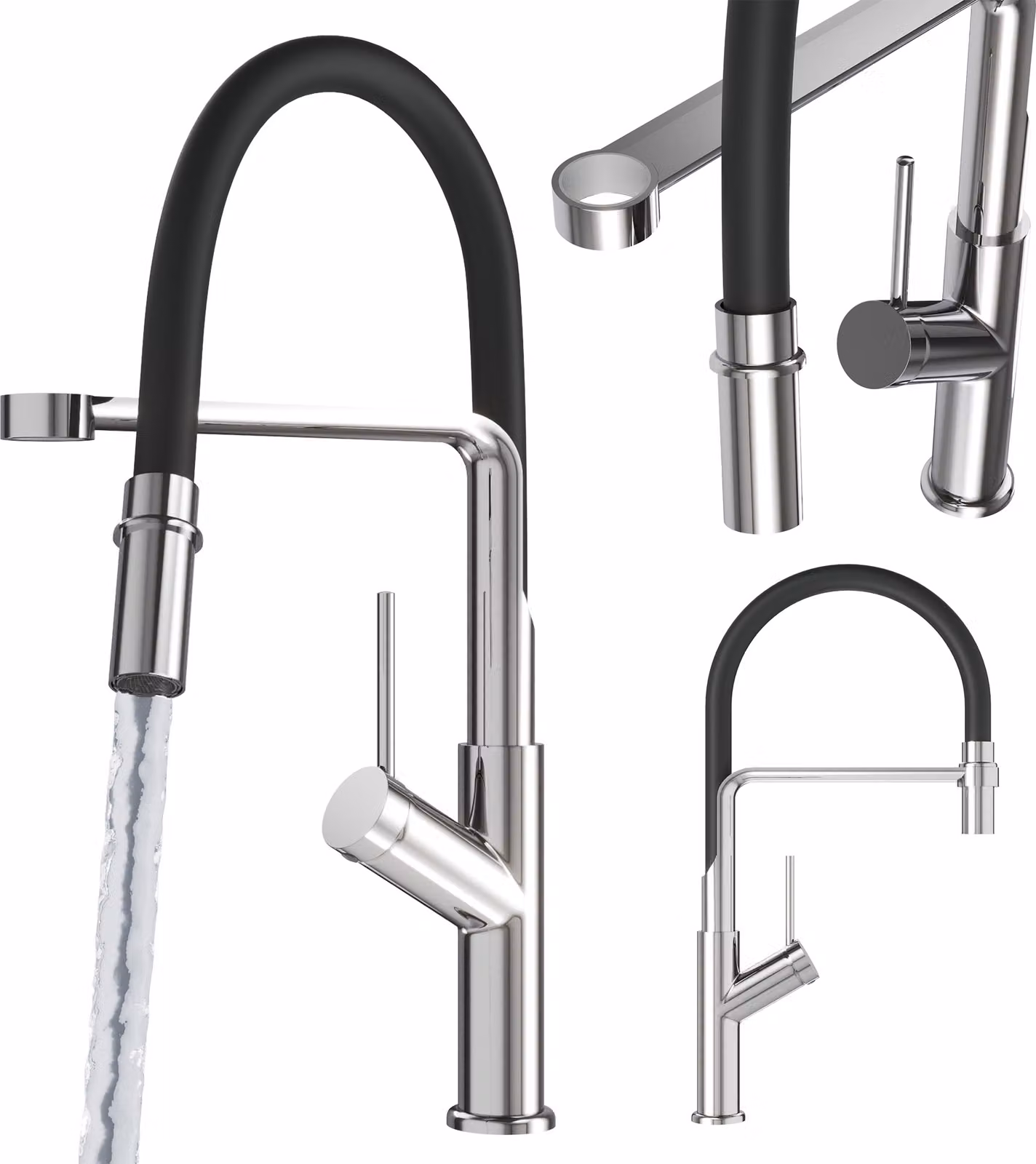 Granitan - Rubinetto da cucina - Rubinetto per lavello - Orientabile a 360° - Argento - 46 cm - Rubinetto da cucina - VASTO