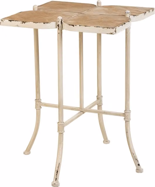 Tavolino quadrato WANDERLUST DECO in legno di abete e metallo bianco stile industrial L/P/H: 48 x 48 x 66,5 cm