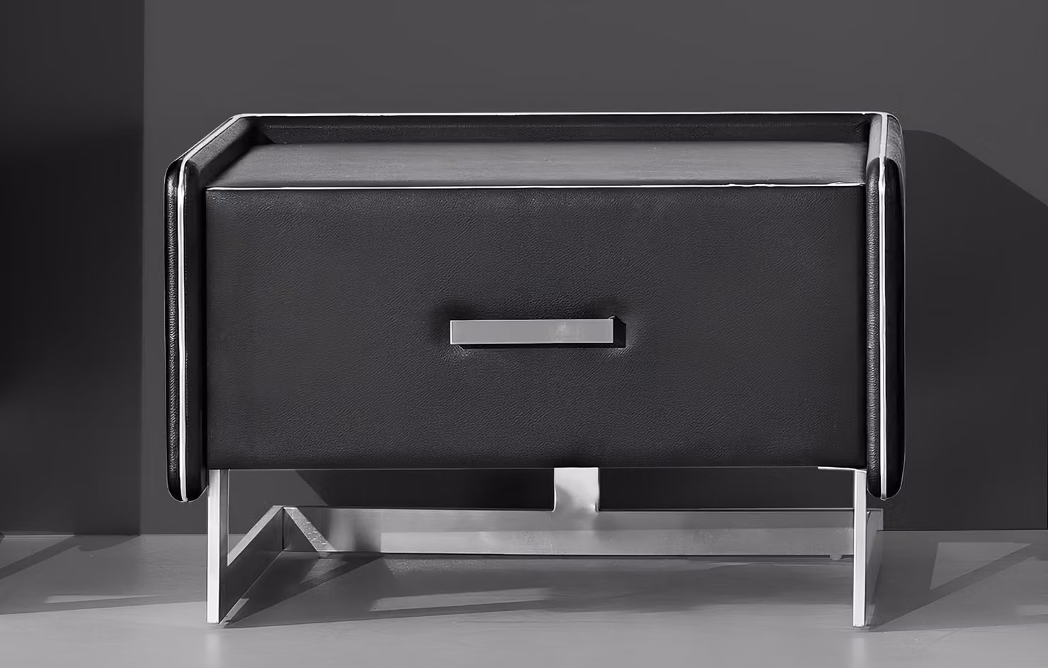 Nacht Tisch Konsole Designer Zimmer Leder Metall Tische Konsolen Schlaf Beistell
