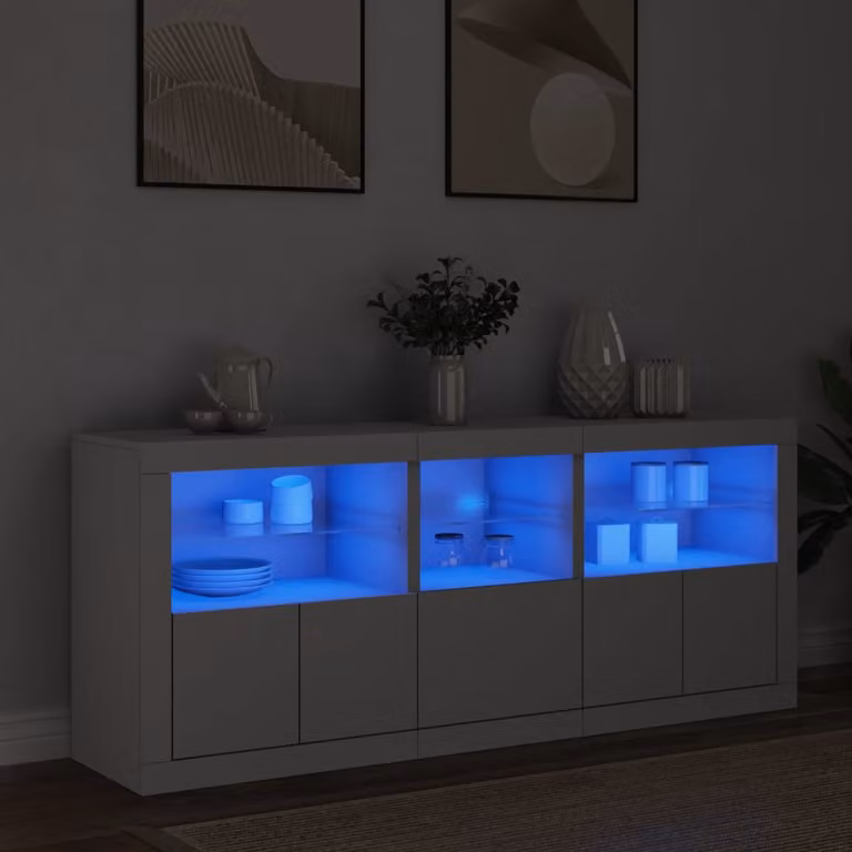 vidaXL Credenza Moderna Bianca con Luci LED integrate L: 162 cm, P: 37 cm, H: 67 cm