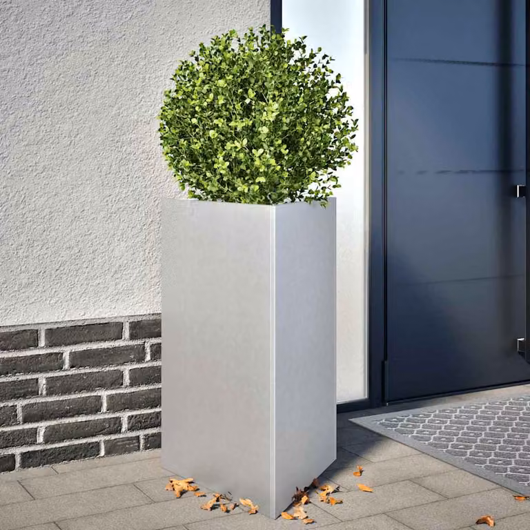 Fioriera da giardino triangolare vidaXL in acciaio zincato argento L: 50 cm, P: 43 cm, H: 75 cm