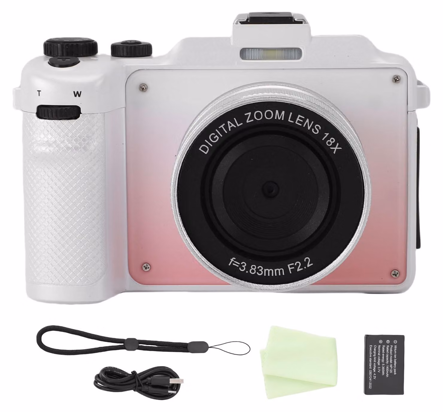 Fotocamera digitale 5K, HD, 80 MP, Wi-Fi, obiettivo anteriore e posteriore, zoom 18x, vlog, stabilizzatore d'immagine, con cinturino da polso per foto, video, gamma cromatica