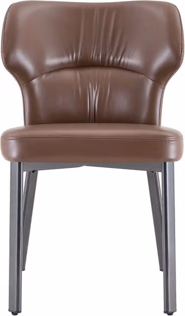 Set di 2 sedie da pranzo Chicfurn con seduta imbottita in similpelle marrone e struttura in metallo nero – 1