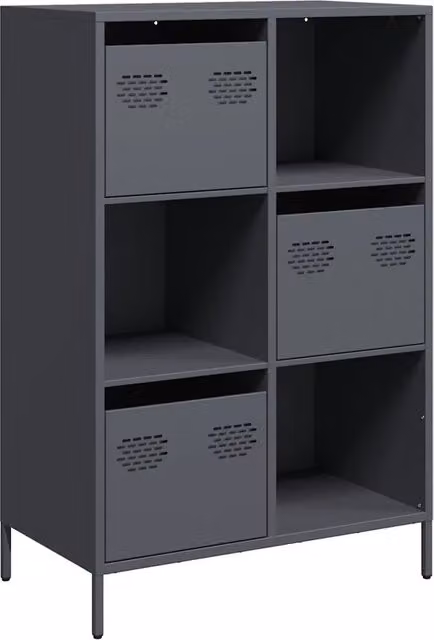 Credenza Buffet Antracite in Acciaio con Finitura Opaca L: 68 cm, P: 39 cm, H: 103,5 cm – 1
