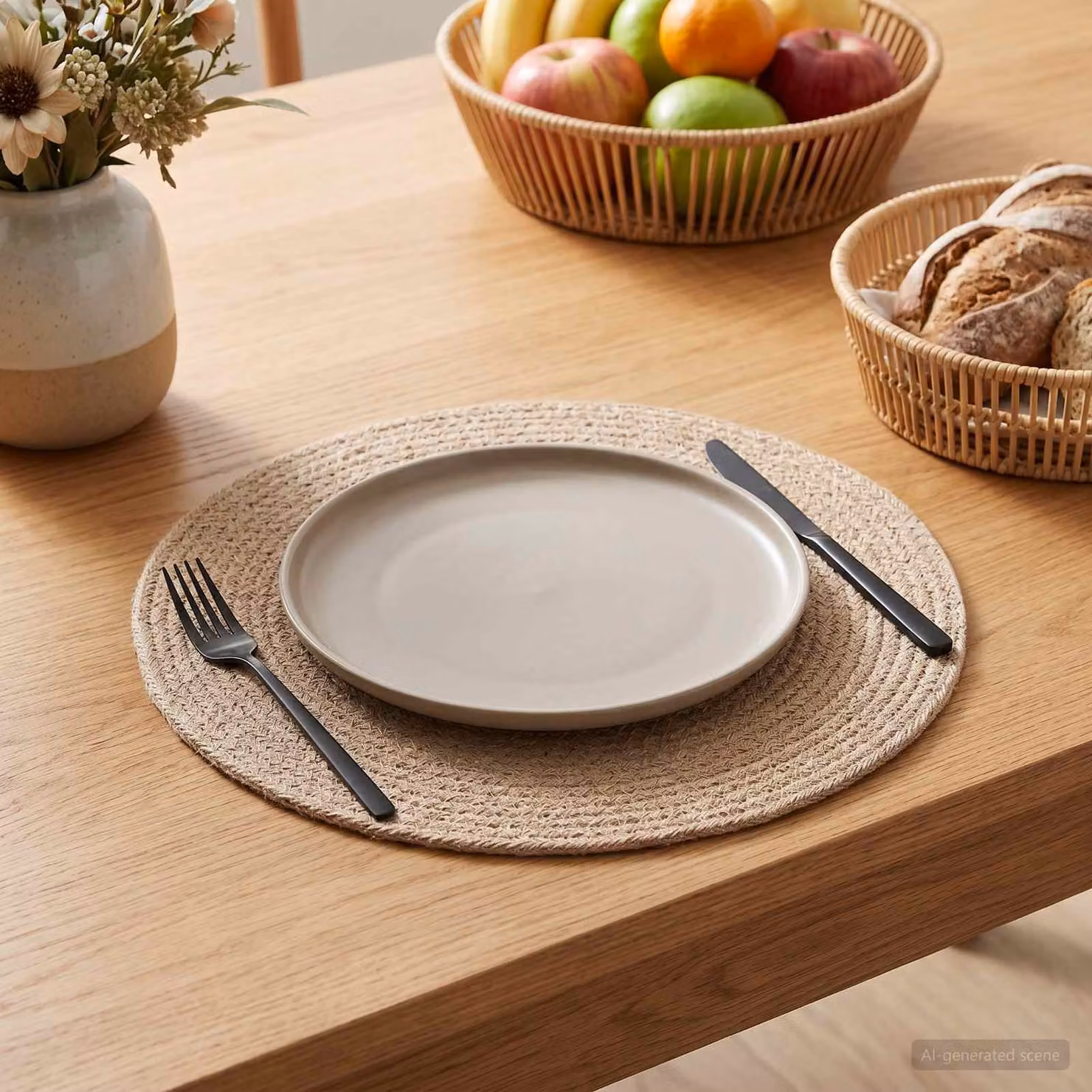 Set di 50 sottobicchieri rotondi vidaXL in juta naturale beige e marrone, diametro: 30 cm