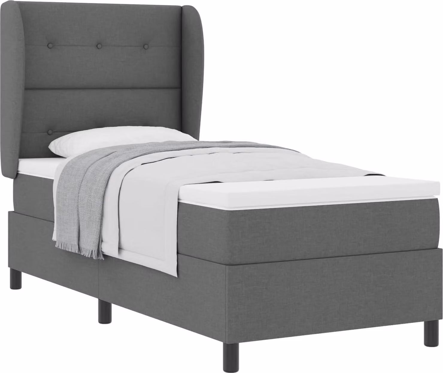 Letto a molle con testiera grigio scuro 100 x 200 cm in tessuto