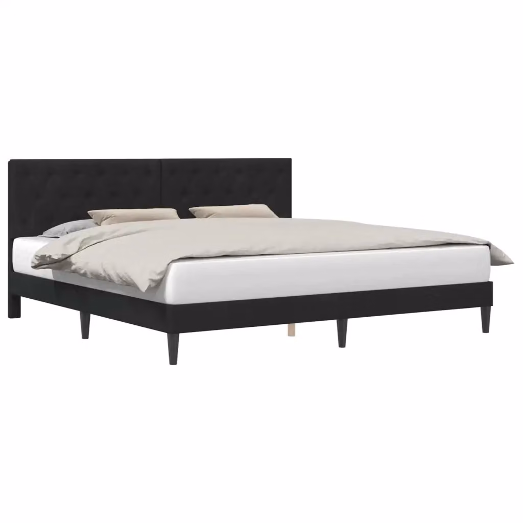 Struttura letto con testiera e giroletto in velluto nero DESIGN IN L/P: 180 x 200 cm – 2