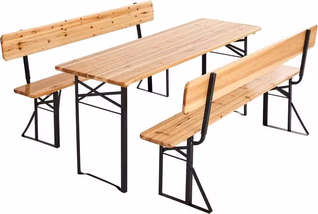 Oviala - Set di brasserie con tavolo da 180 cm e panche con schienale