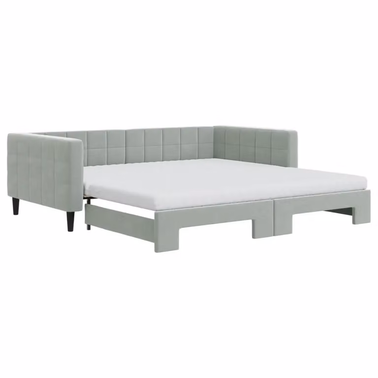Divano Letto Estraibile vidaXL in Velluto Grigio con Cassettone per Soggiorno e Camera da Letto L/P/H: 223 x 100 x 68 cm