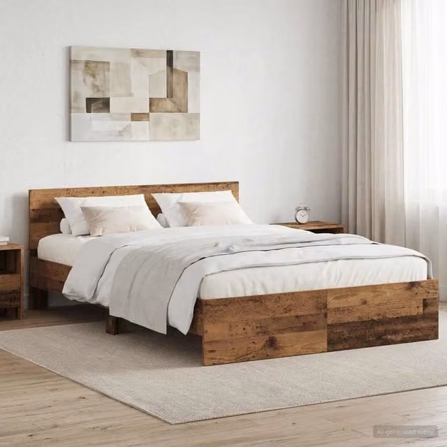 Struttura letto con testata in legno color marrone vidaXL L/P/H: 203 x 120 x 70 cm – 1
