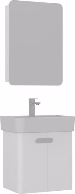 Set mobile lavabo con specchio Orbit 55 Hanah Home Bianco, L: 55 cm, P: 38 cm, H: 62 cm