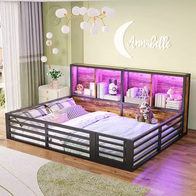 Letto a baldacchino - Xylo - 140x200 cm contenitore metallo nero
