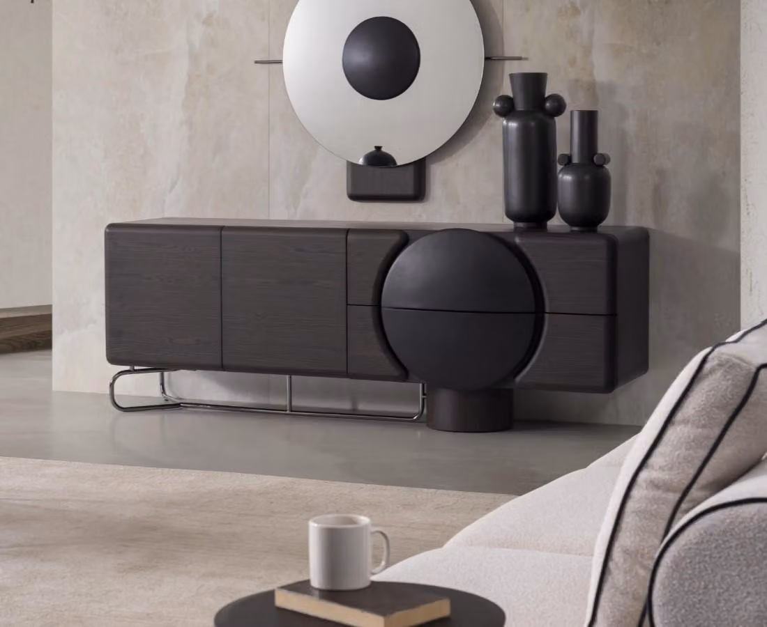Designer Schwarzes Sideboard Moderne Wohnzimmer Holzmöbel