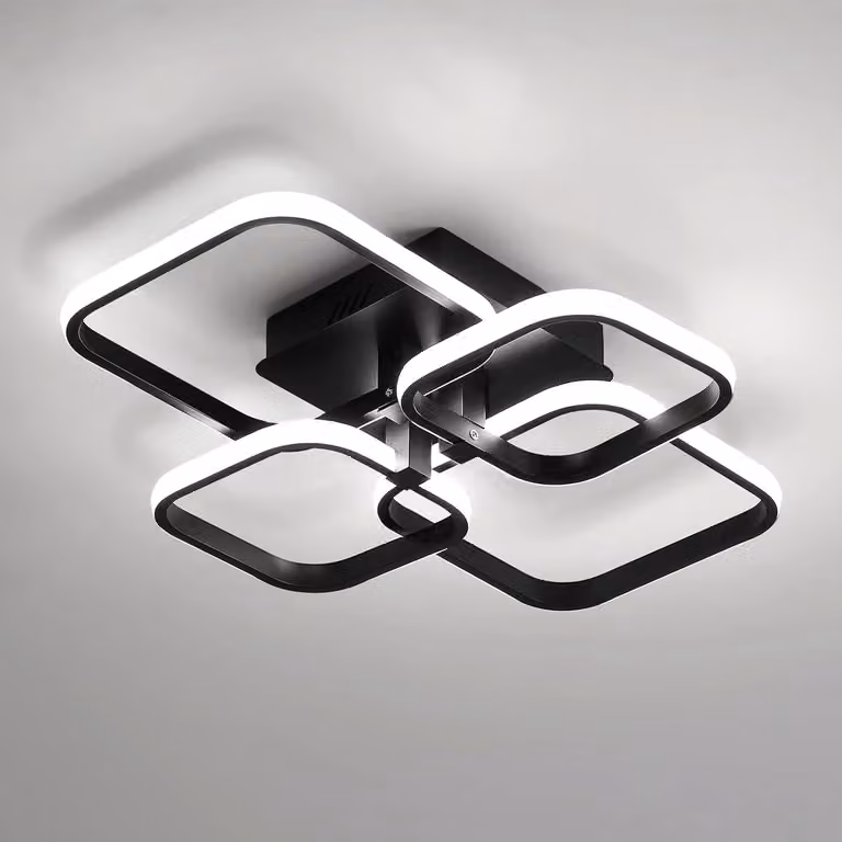 Lampada a soffitto LED moderna - Modello A7203 - Quadrata - 60 W - Nera - 220 V - Non dimmerabile - Adatta per ambienti da 5 a 10 m²