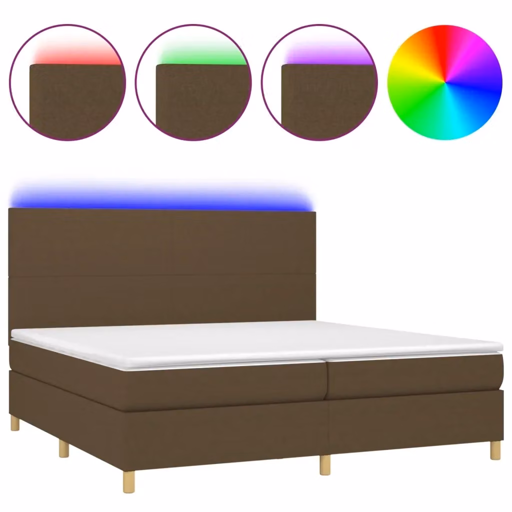 Letto Ibrido con Materasso e Illuminazione LED vidaXL in Tessuto Marrone e Bianco L/P: 200 x 200 cm – 2