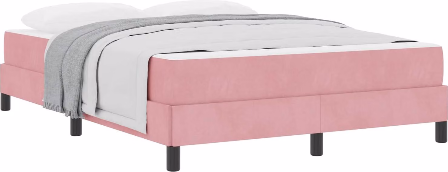 Letto a molle con materasso Rosa 140 x 200 cm Tessuto
