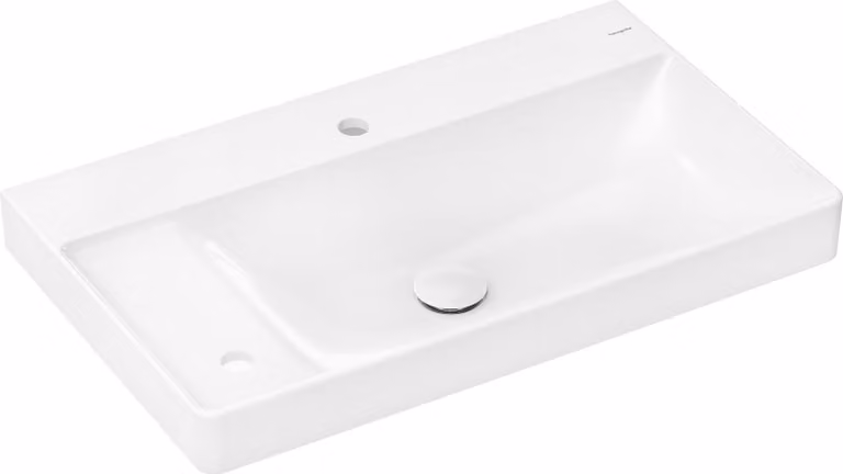 hansgrohe Xelu Q lavabo, 2 trous pour robinet, avec tablette, avec vidage, sans trop-plein, 800x480mm, blanc, 61031450, 61031450