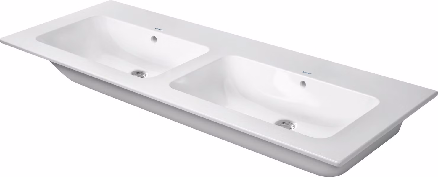 Duravit ME by Starck lavabos doubles pour meubles, avec trop-plein, sans trou pour robinetterie, avec plage de robinetterie, 1300mm, 23361300601, 23361300601