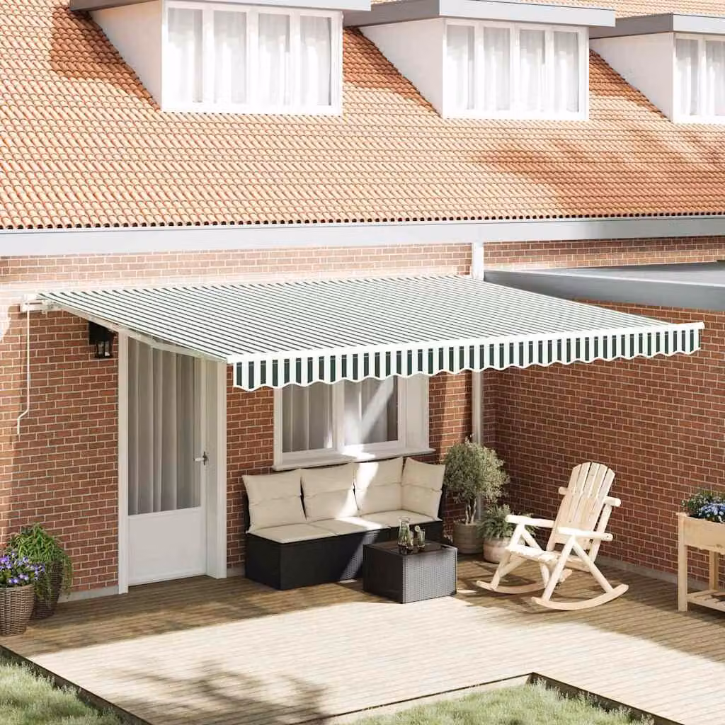 Maison Exclusive - Telo di ricambio per tenda da sole, dimensioni 4,5 x 3,5 m, a righe verdi e bianche