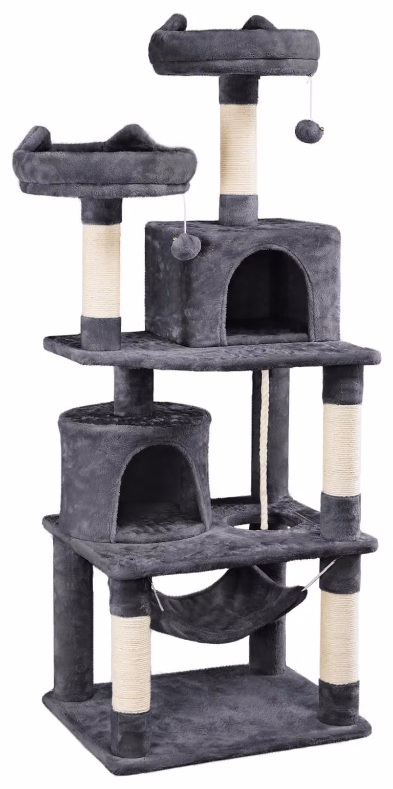 Yaheetech, albero per gatti da 158 cm, con amaca e corda per giochi, color grigio scuro