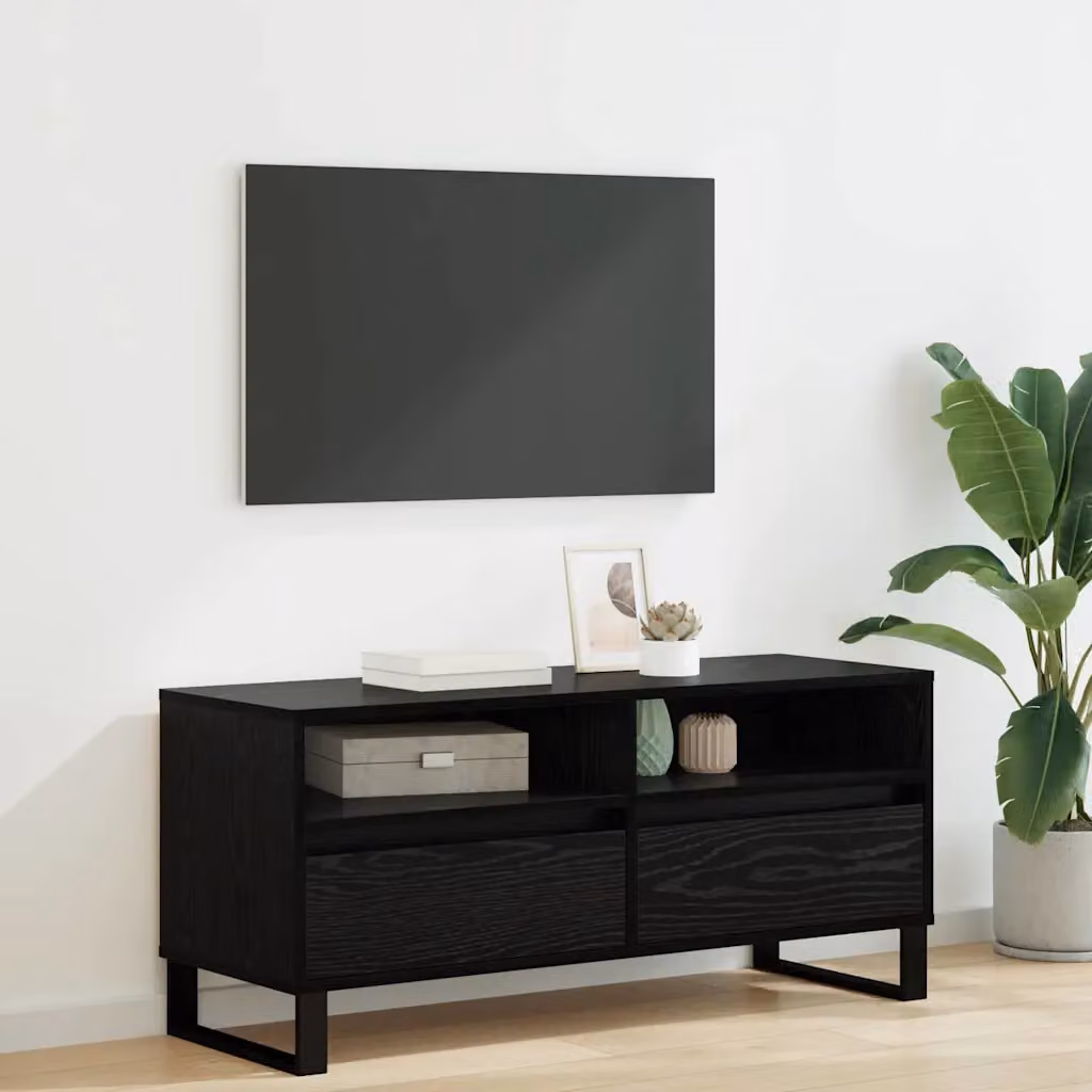 Mobile TV con cassetto vidaXL in Rovere Nero, L 100 x P 34,5 x H 44,5 cm