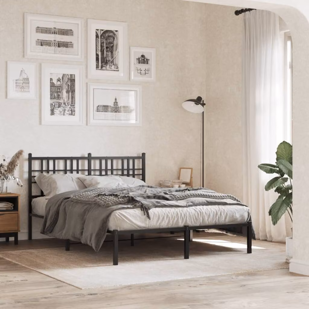 Giroletto vidaXL con testiera in metallo nero L: 142 cm, P: 196 cm, H: 90 cm