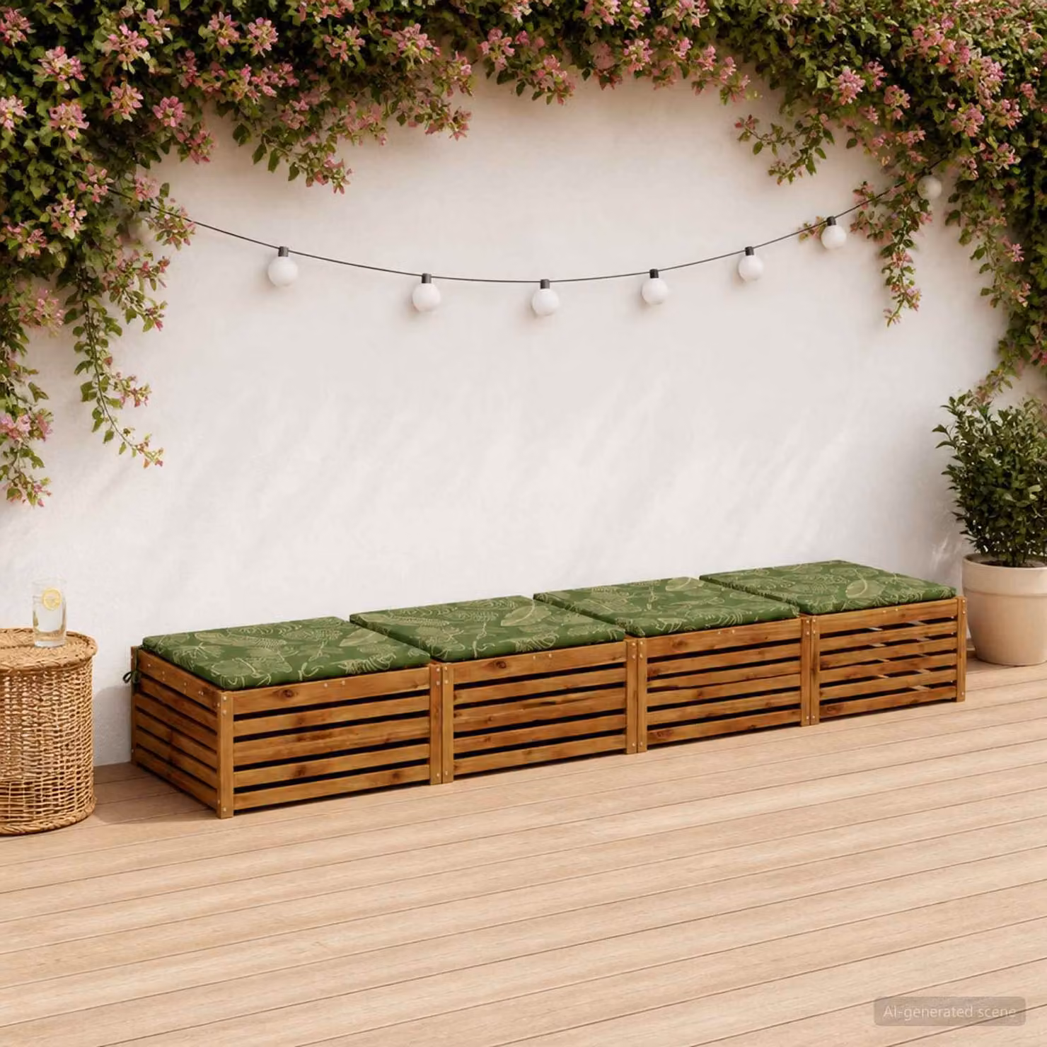 Set di 4 cuscini per sedia quadrati vidaXL in poliestere verde con rivestimento lavabile e resistente ai raggi UV