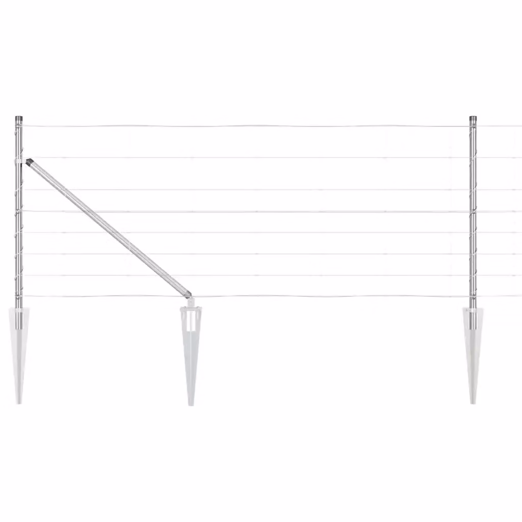 Recinzione in rete saldata con punte vidaXL in acciaio zincato argento, L: 25 m, H: 1,8 m – 2