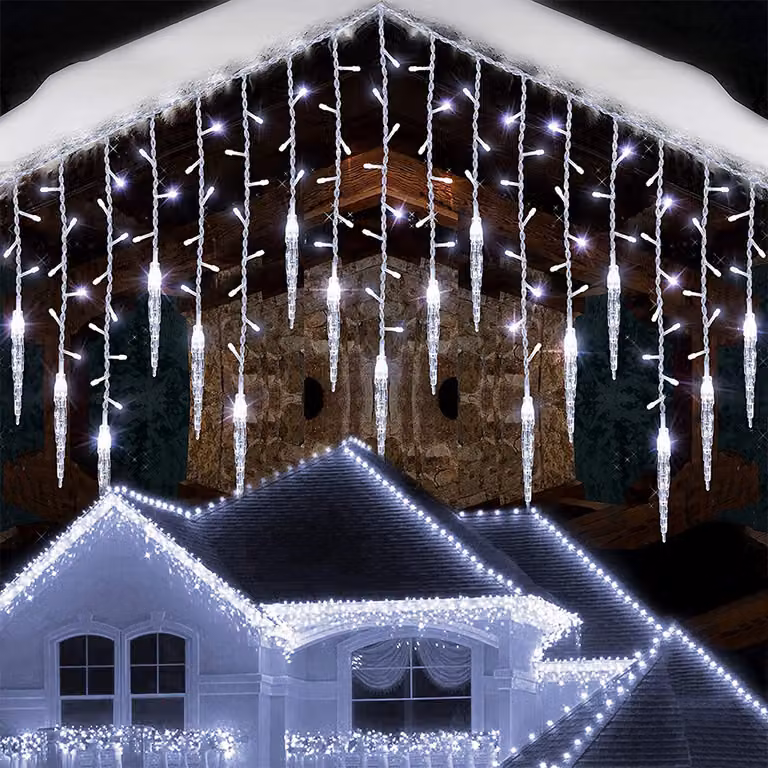 LED fata ghiaccioli luci, luce tenda bianco freddo 8 modalità funzione di memoria, illuminazione natalizia decorazione balcone finestra