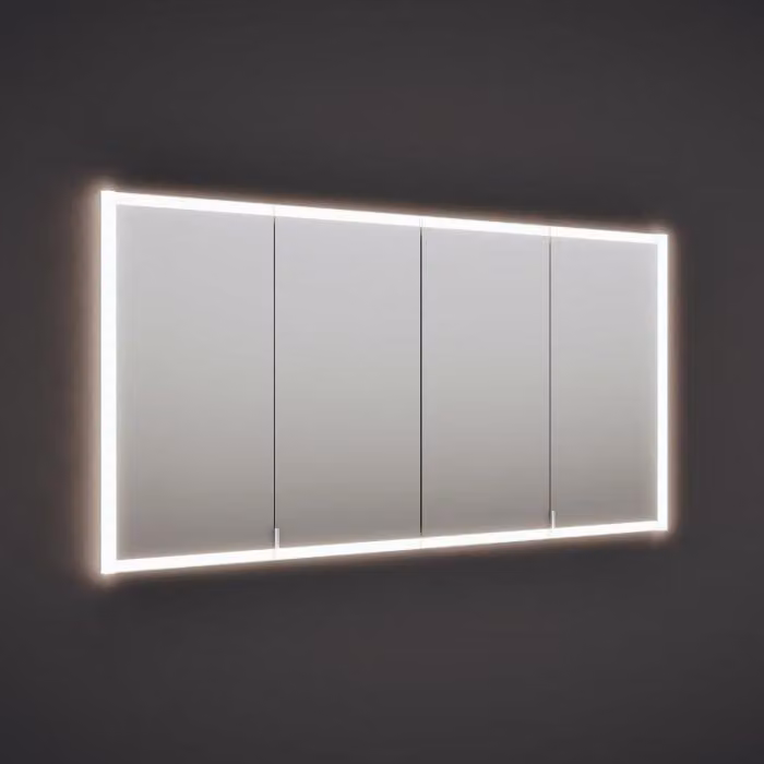 Specchio da parete burgbad RL20, altezza 161 cm, con cornice illuminata in vetro trasparente, da fissare a parete