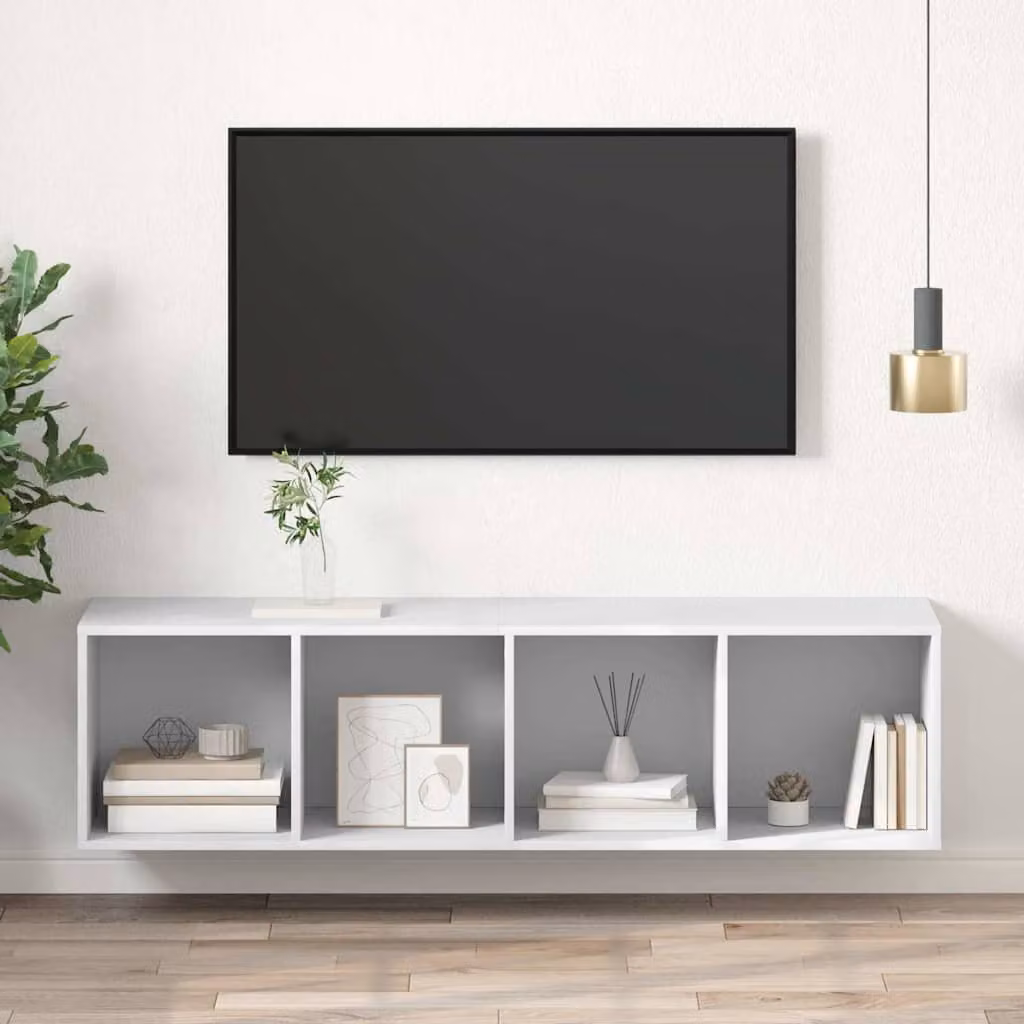 Mobile TV da parete vidaXL Bianco in Legno e MDF, L 37 cm x P 37 cm x H 142,5 cm