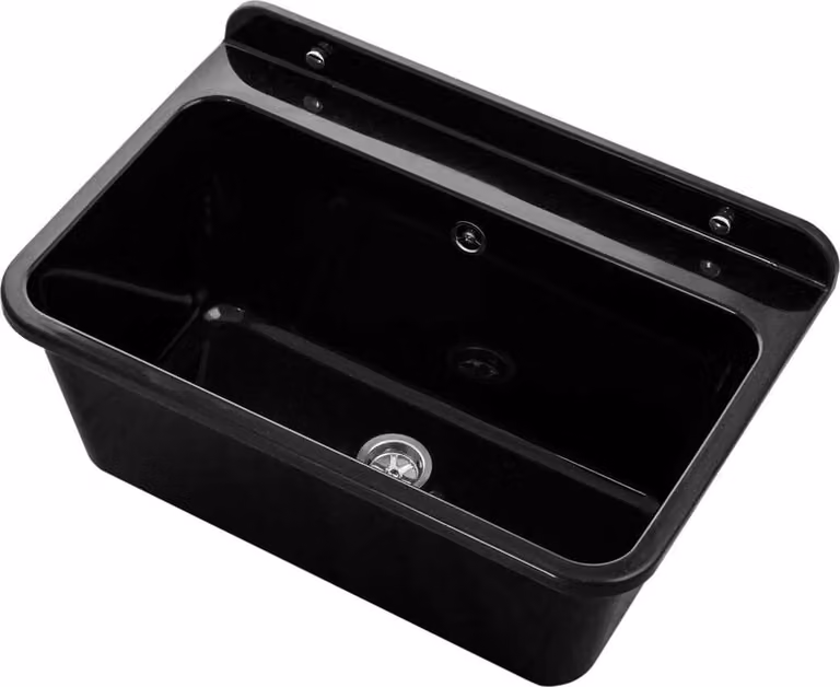 Lavello per officina Lavandino in plastica con accessori; nero