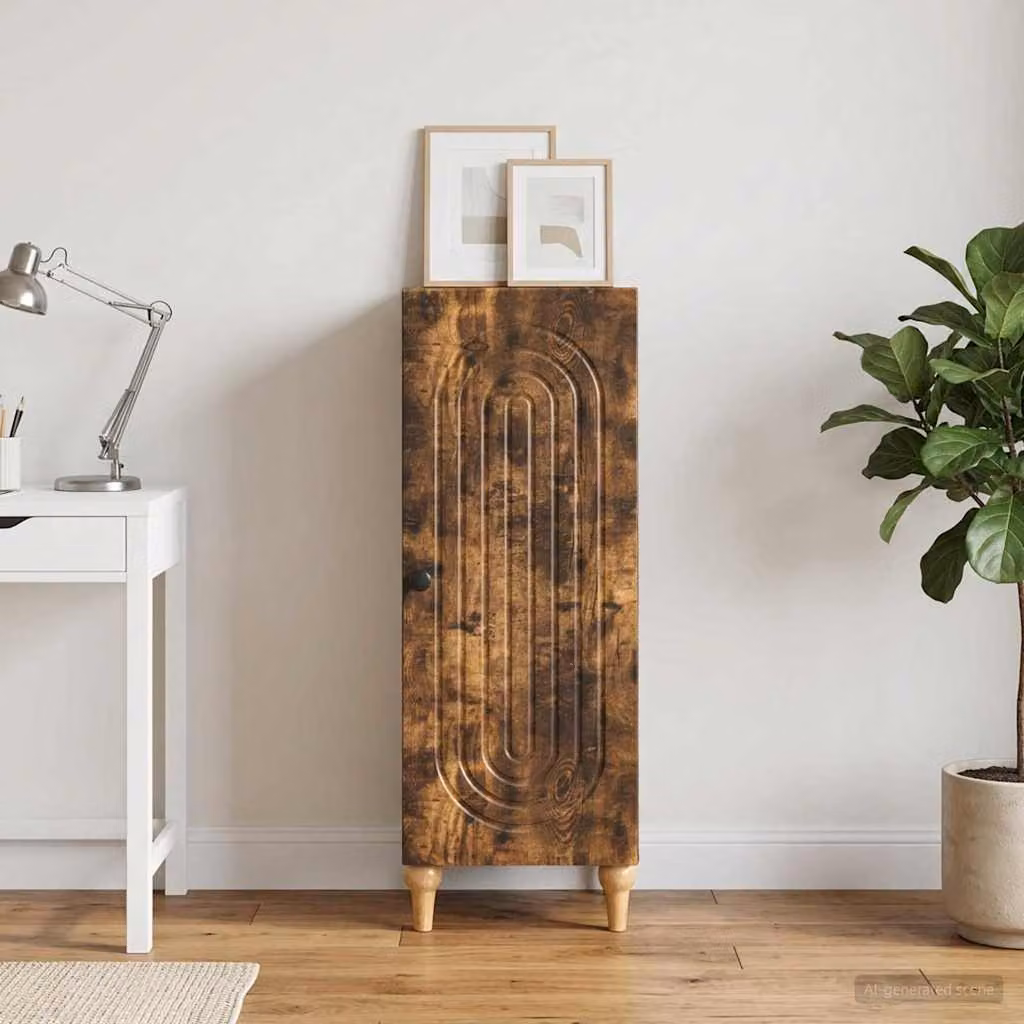 Credenza vidaXL in legno ingegnerizzato color rovere fumo, design minimalista, L: 33 cm, P: 34,5 cm, H: 90 cm