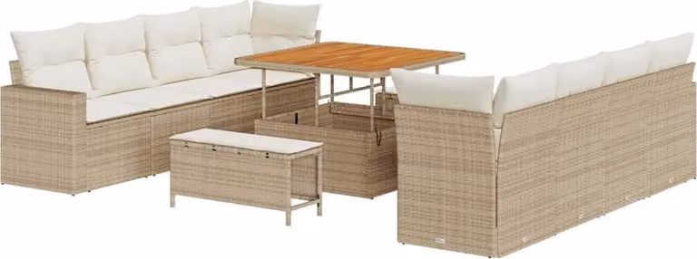 Set Divano da Giardino 11 pcs Beige polyrattan