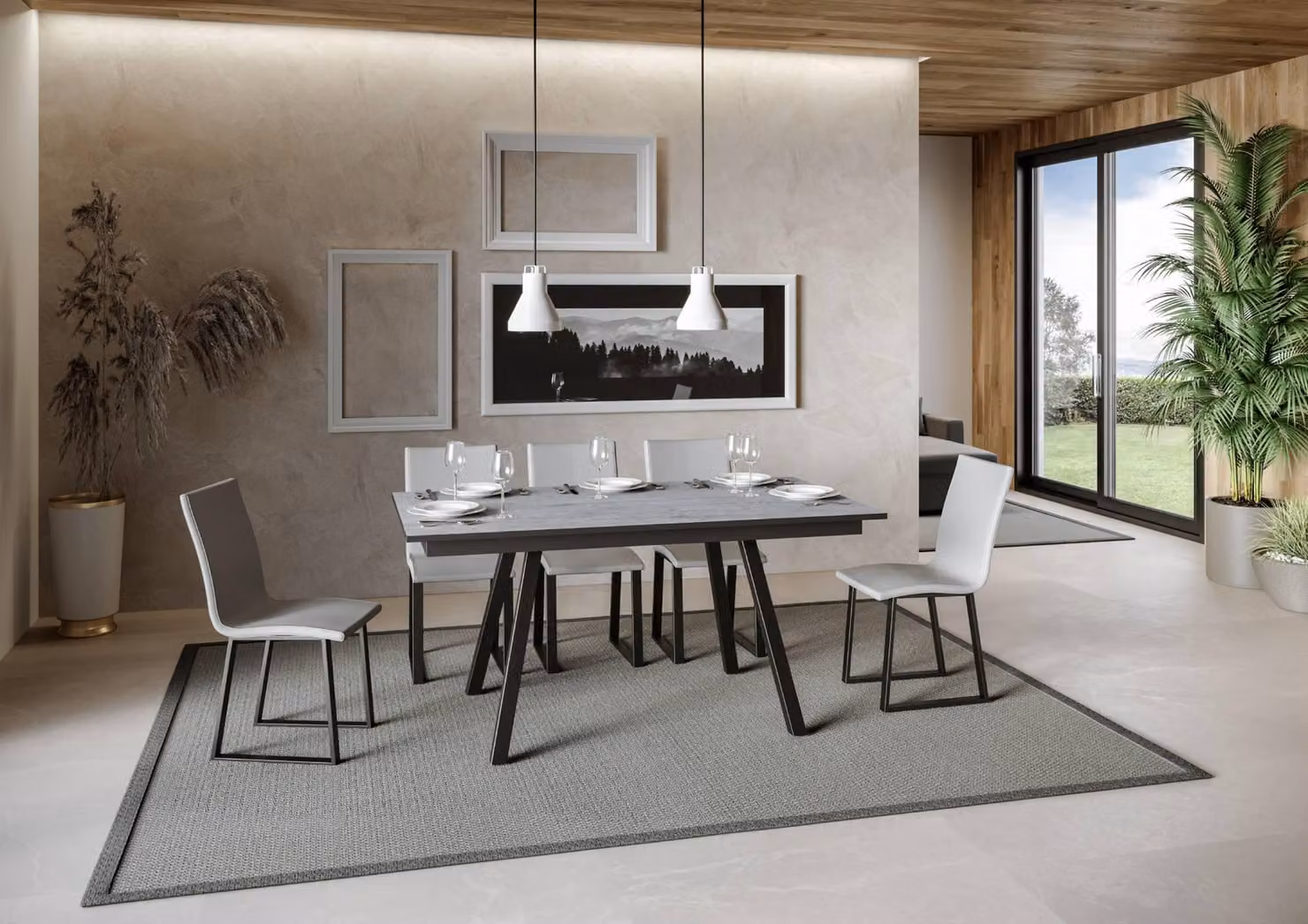 ITAMOBY - Tavolo allungabile 160/220x90 cm Mirhi cemento telaio e gambe antracite