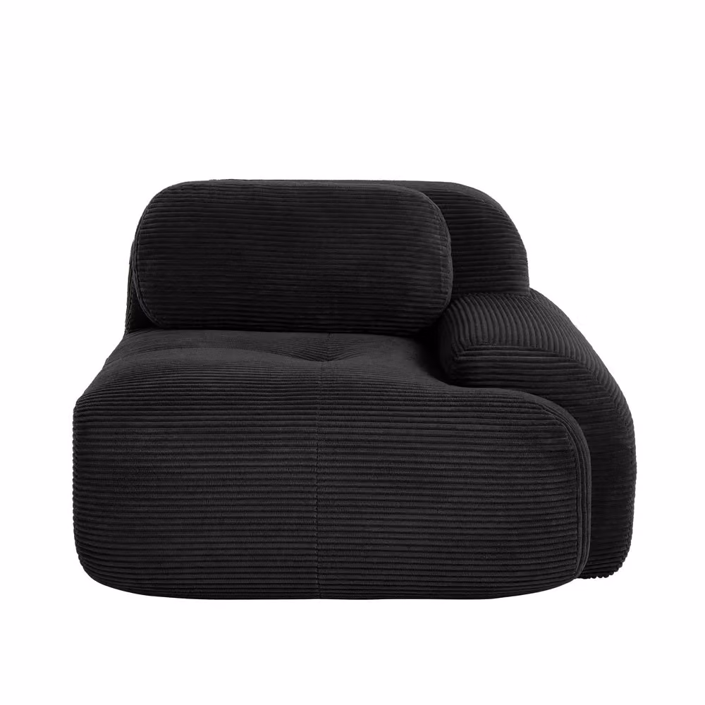 Divano angolare moderno Minimal in velluto nero con cuscini – 2