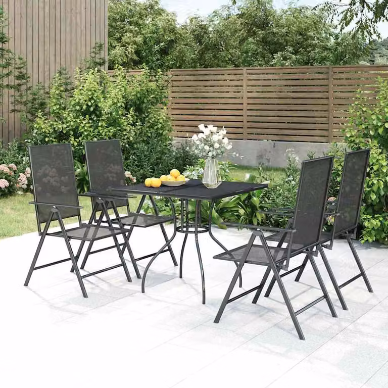 Set da Pranzo da Giardino vidaXL in Acciaio Antracite Opaco, 5 Pezzi