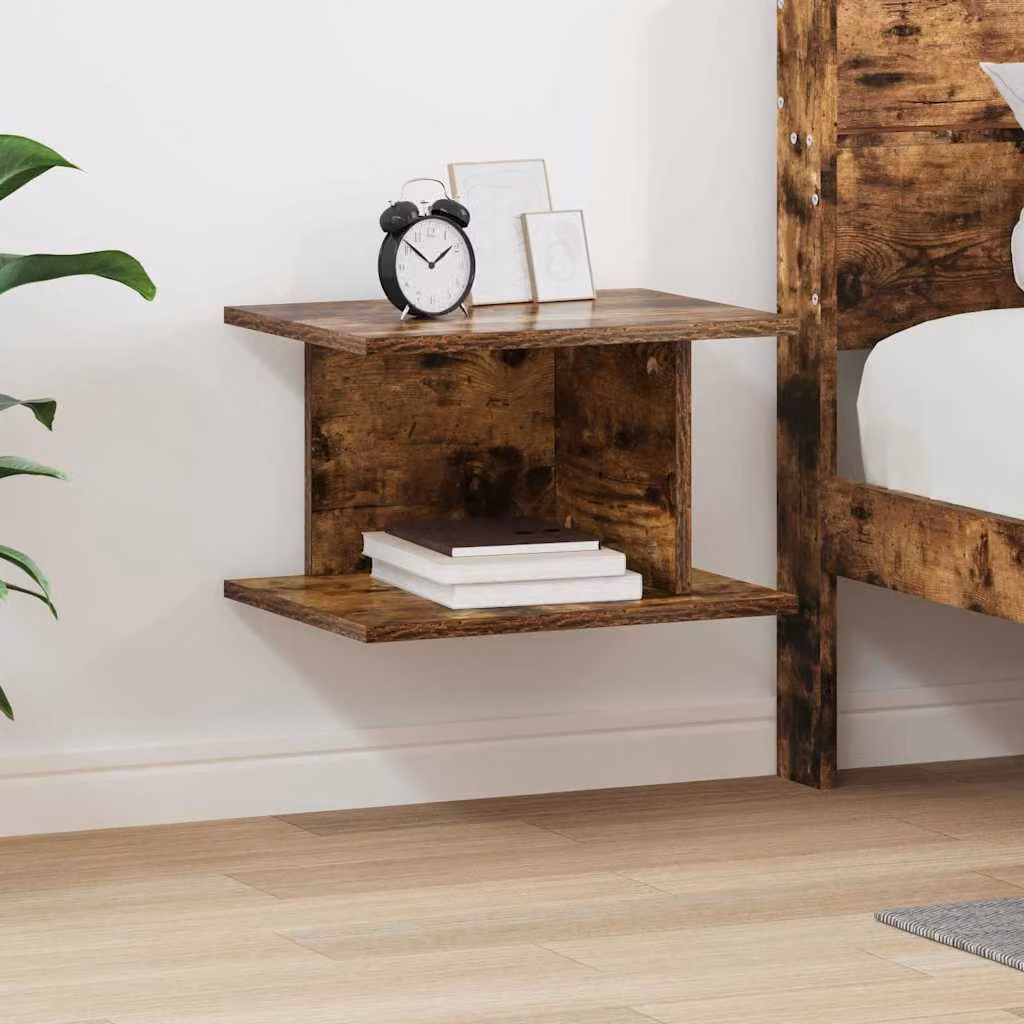 Comodino moderno vidaXL in legno ingegnerizzato color rovere fumo L: 40 cm, P: 30 cm, H: 25 cm