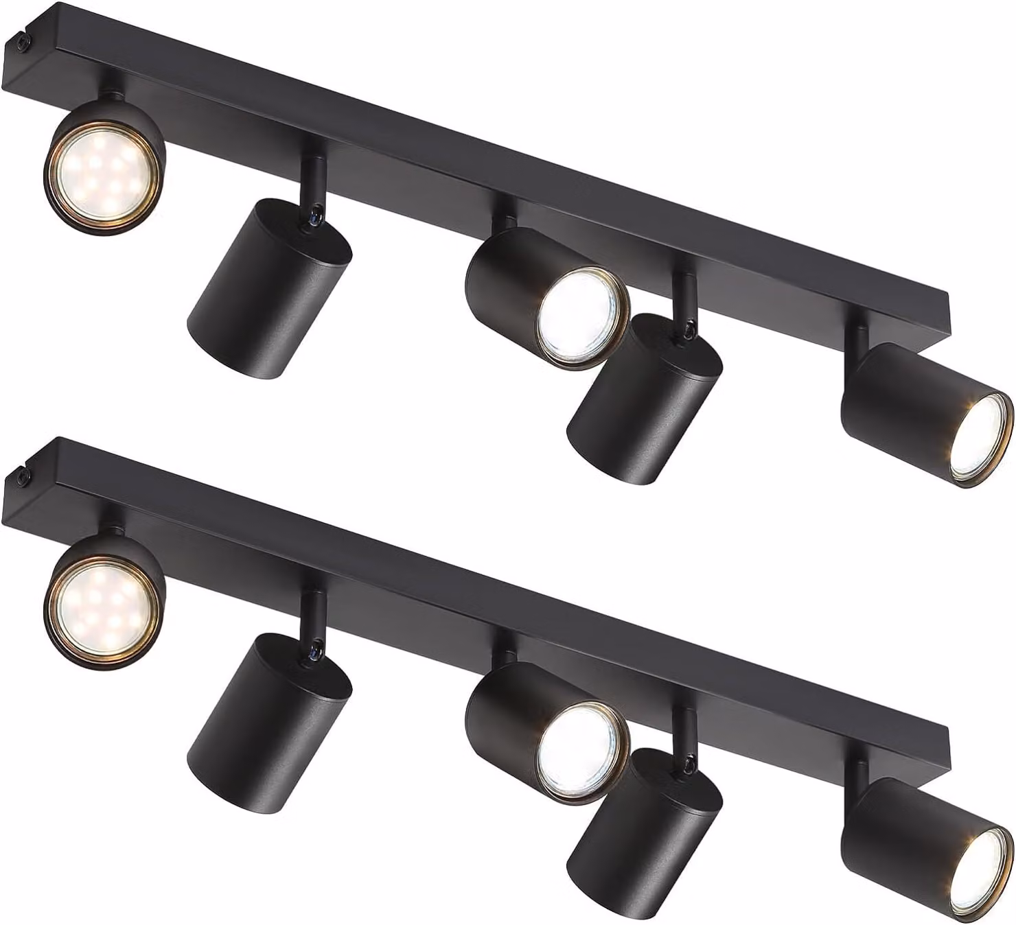 ZMH LED plafoniera nera 5 fiamme plafoniera 2 faretti da soffitto moderno GU10 metallo faretto da soffitto orientabile 330° per soggiorno camera da letto corridoio